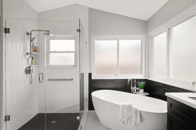 3-Bright-Airy-Contemporary-Bathrooms-B5 black and white bathroom remodel in seminole county, fl