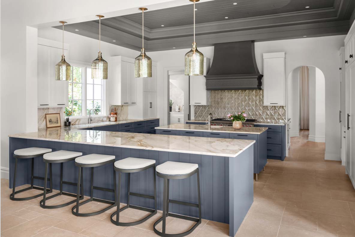 12-6-22-3-Gorgeous-Kitchen-Makeovers-P1 blue and white two tone kitchen in lake nona fl
