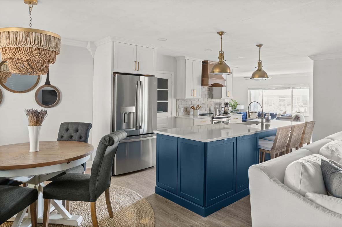 12-6-22-3-Gorgeous-Kitchen-Makeovers-P7 blue and gold open concept kitchen in tampa,fl