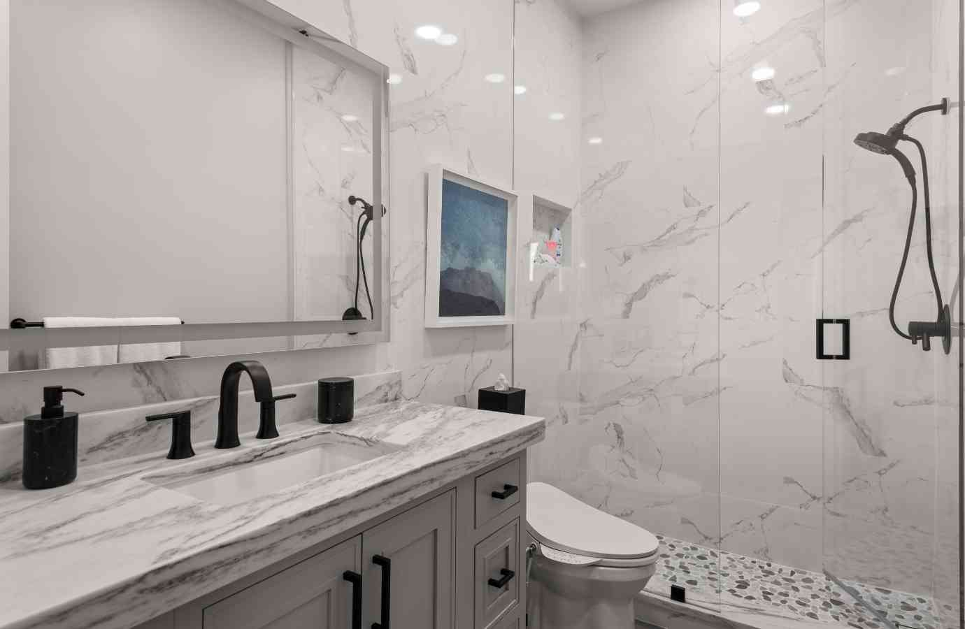 12 tampa fl bathroom remodel featuring marble slab